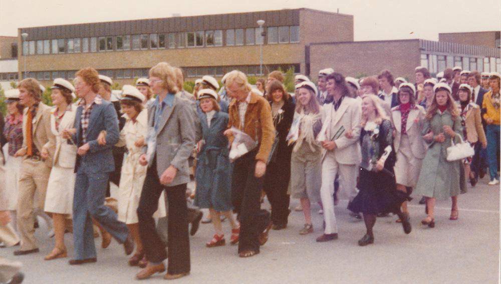 Studentmarsch i Vänersborg 1975.