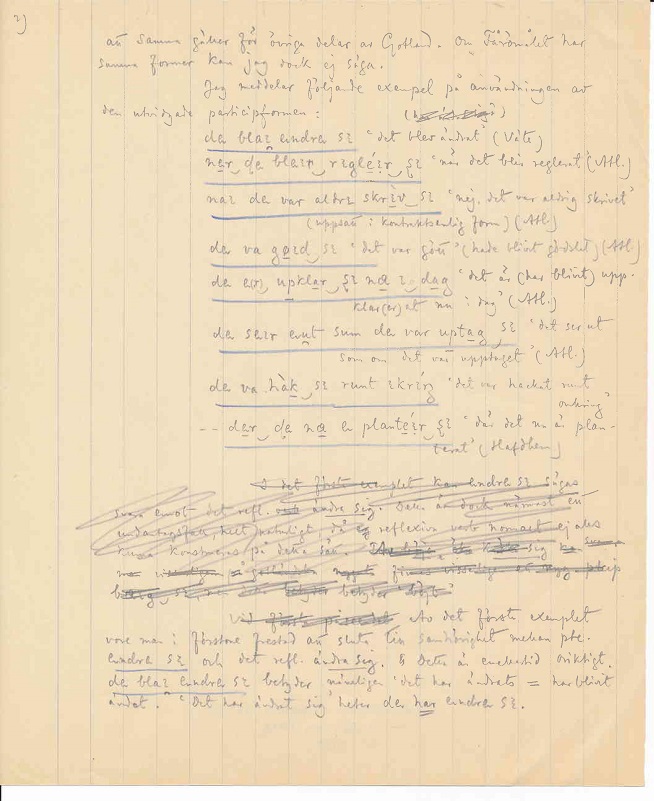 Manuskript ur ULMAs samlingar från 1918 med exempel på den gutniska si-passiven.