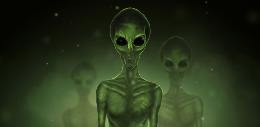 Tecknad bild av grönfärgade aliens.