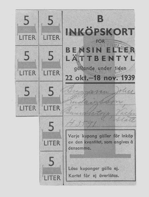 Ransoneringskort 1939.