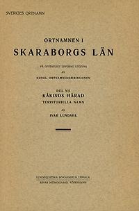 Ortnamnen i Skaraborgs län 07. Territoriella namn i Kåkinds härad