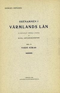 Ortnamnen i Värmlands län 10: Nyeds härad