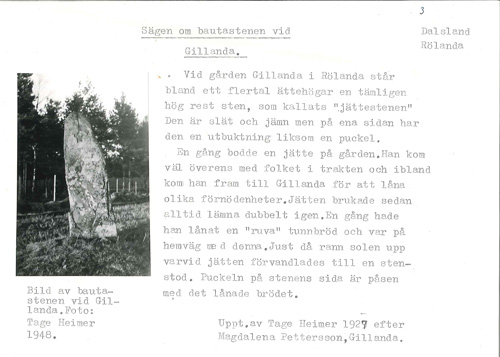 Arkivuppteckning från 1953, Magdalena Pettersson, Gillanda, Dalsland