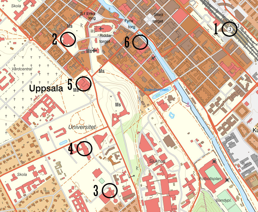 Karta över Uppsala.
