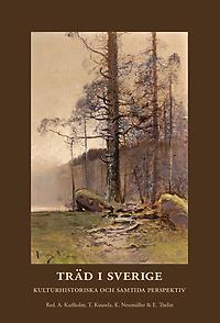 Omslag till boken Träd i Sverige, brun pärm med en oljemålning föreställande en tall. Bokens titel står under bilden.
