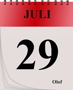 Bild på 29 juli i almanackan, Olof och Olle har namnsdag
